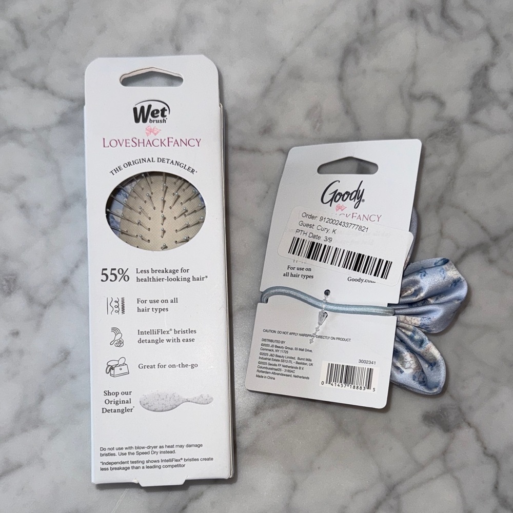 NWT LoveShackFancy x Goody Mini Detangler and Scrunchie Bundle - Picture 2 of 2